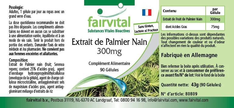 Saw palmetto extract 300mg