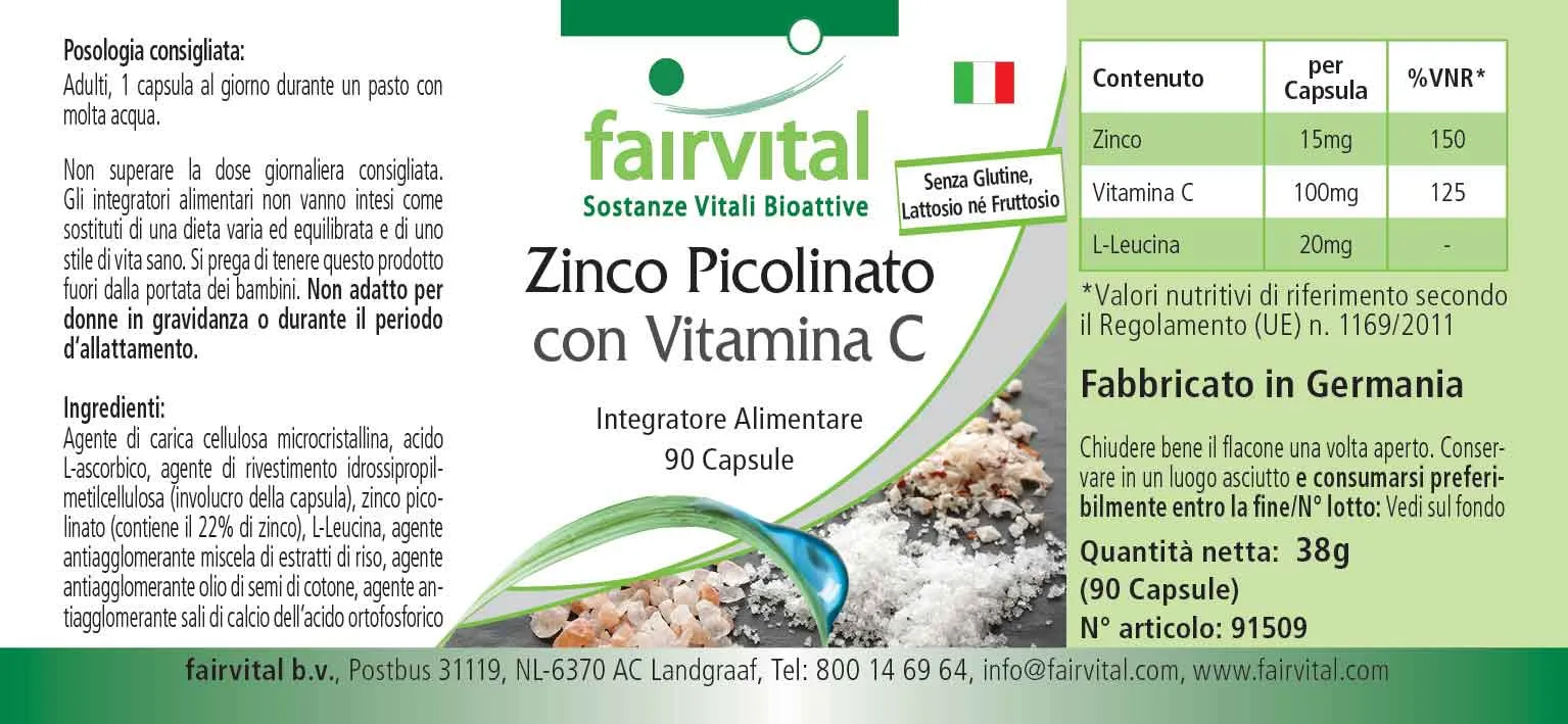 Picolinato di Zinco con Vitamina C - 90 Capsule