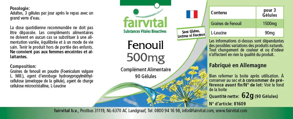 Fennel 500mg - 90 Capsules