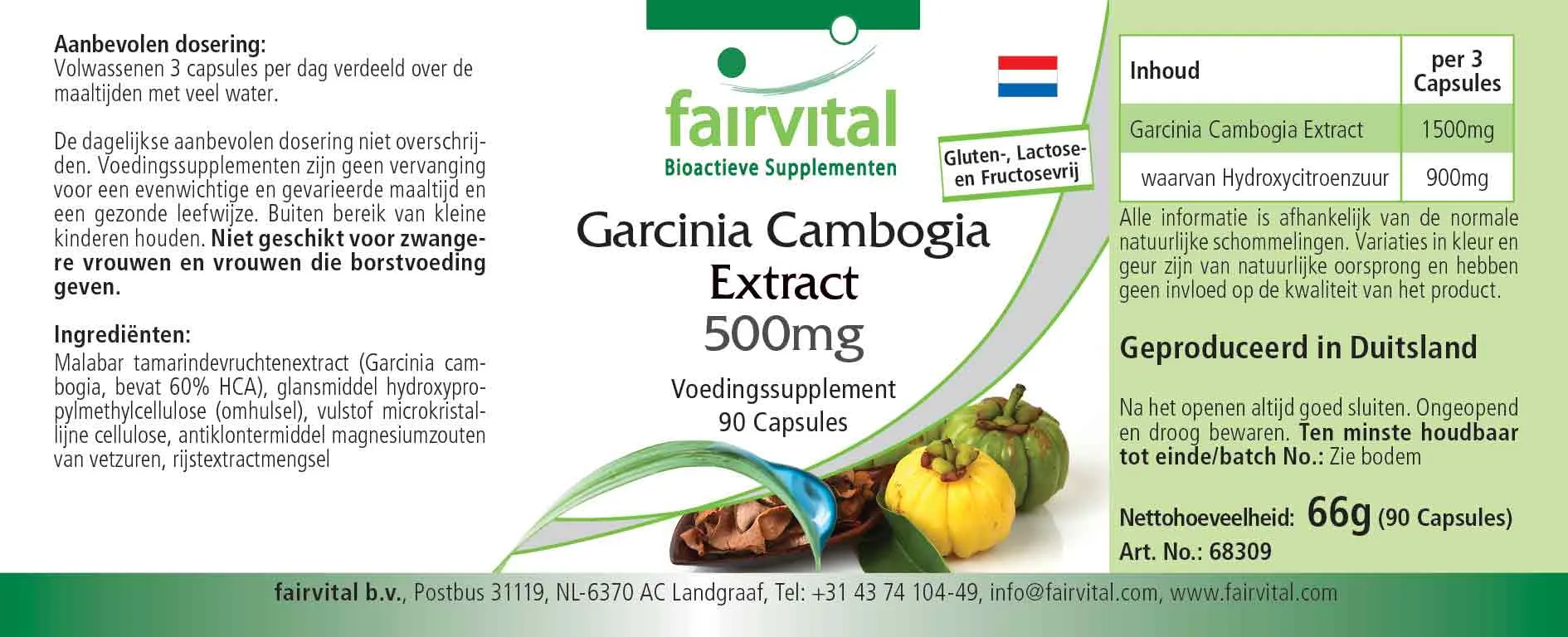 Garcinia Cambogia Extrakt 500mg - 90 Kapseln - Sale - MHD 02/25