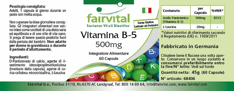 Vitamina B-5 500mg – 60 capsule