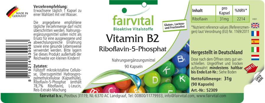 Riboflavina-5-Fosfato - 90 Cápsulas