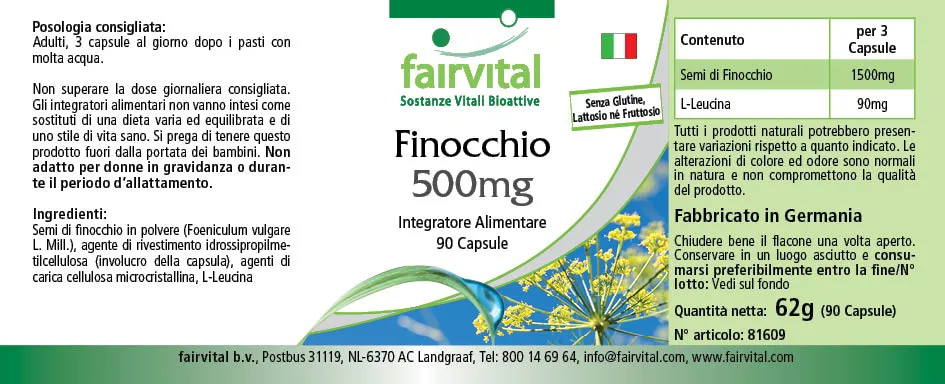 Hinojo 500mg – 90 cápsulas