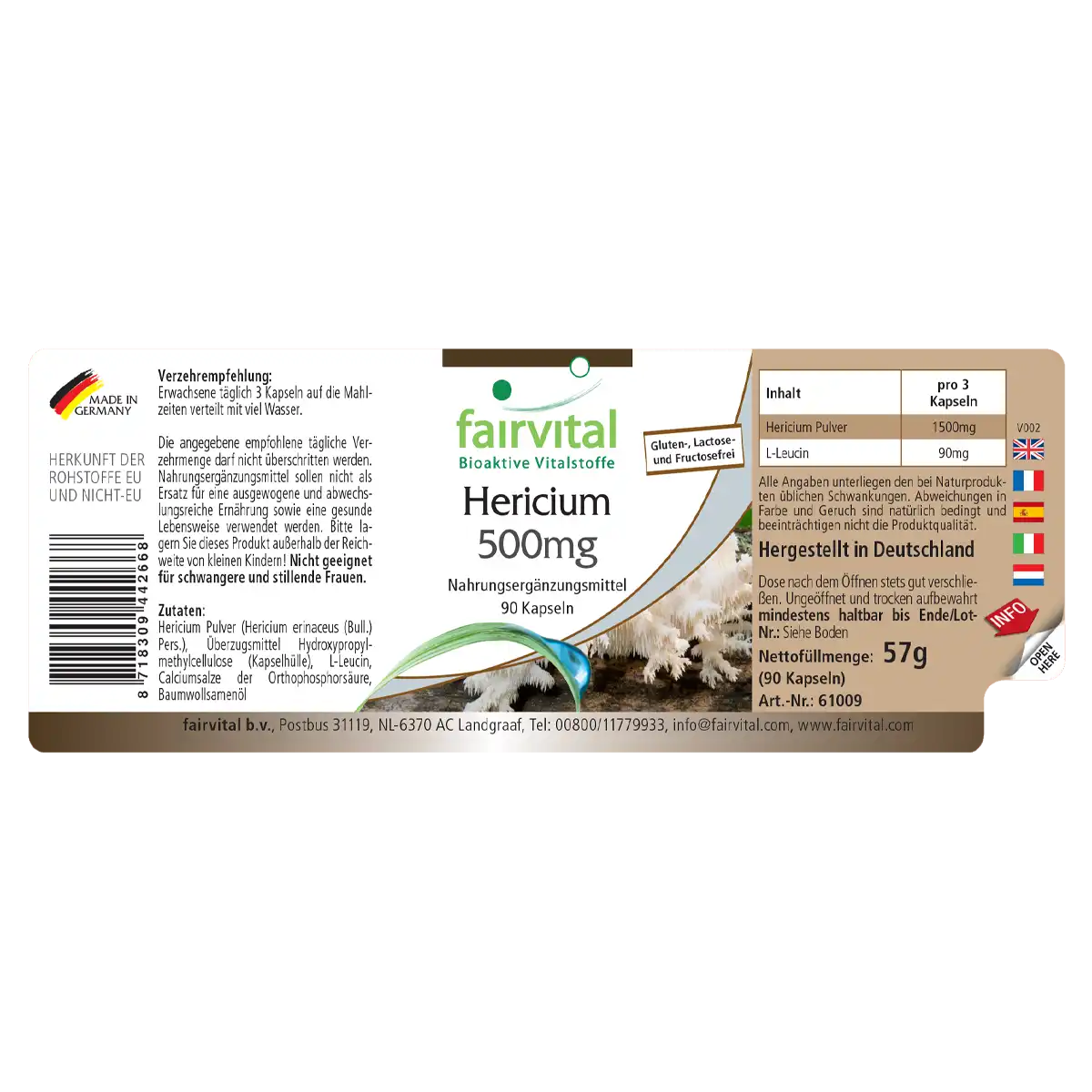 Hericium 500mg - 90 Capsules