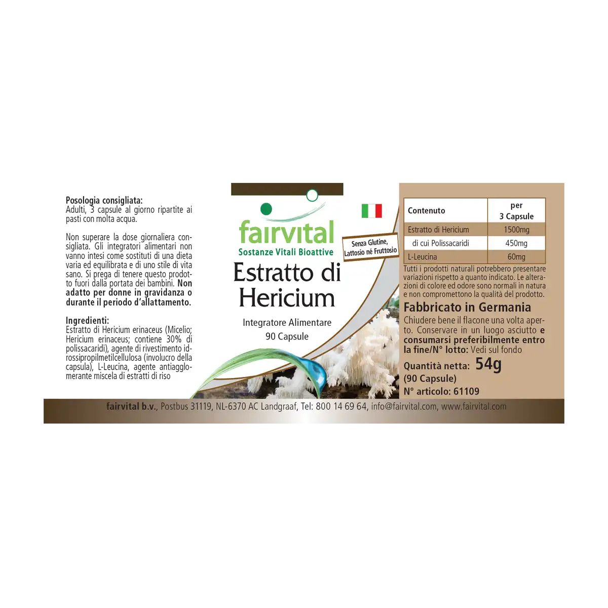 Hericium Extract 500mg - 90 Capsules