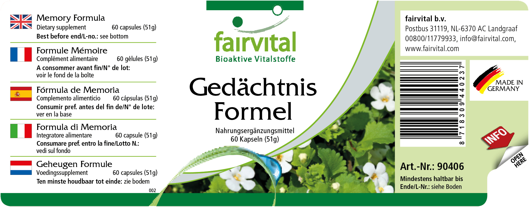 Gedächtnis Formel fórmula de memoria - 60 Cápsulas - Sale - MHD - 04/25