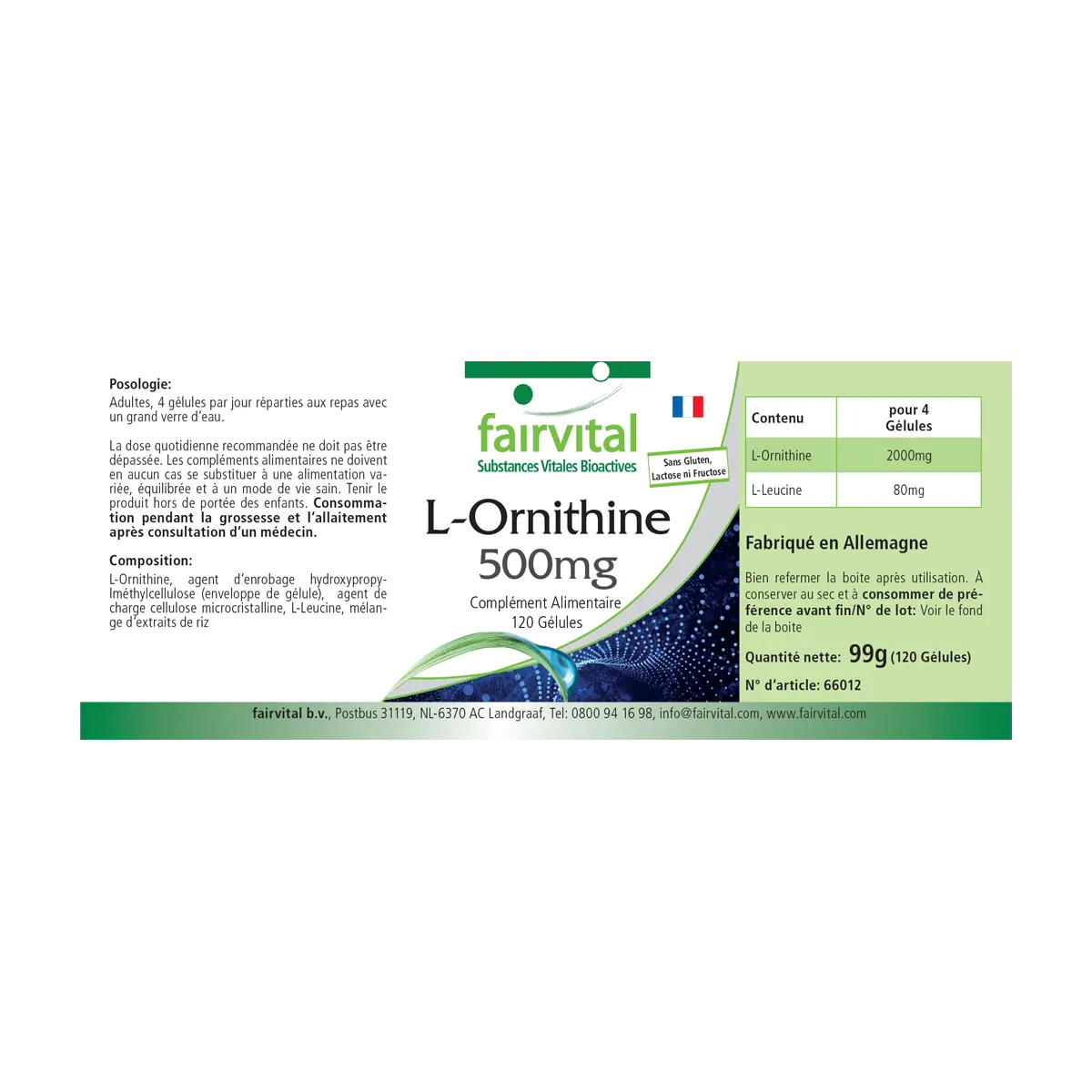 L-Ornitina 500mg - 120 Cápsulas