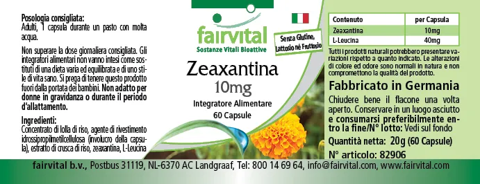 Zeaxanthin 10mg - 60 Capsules