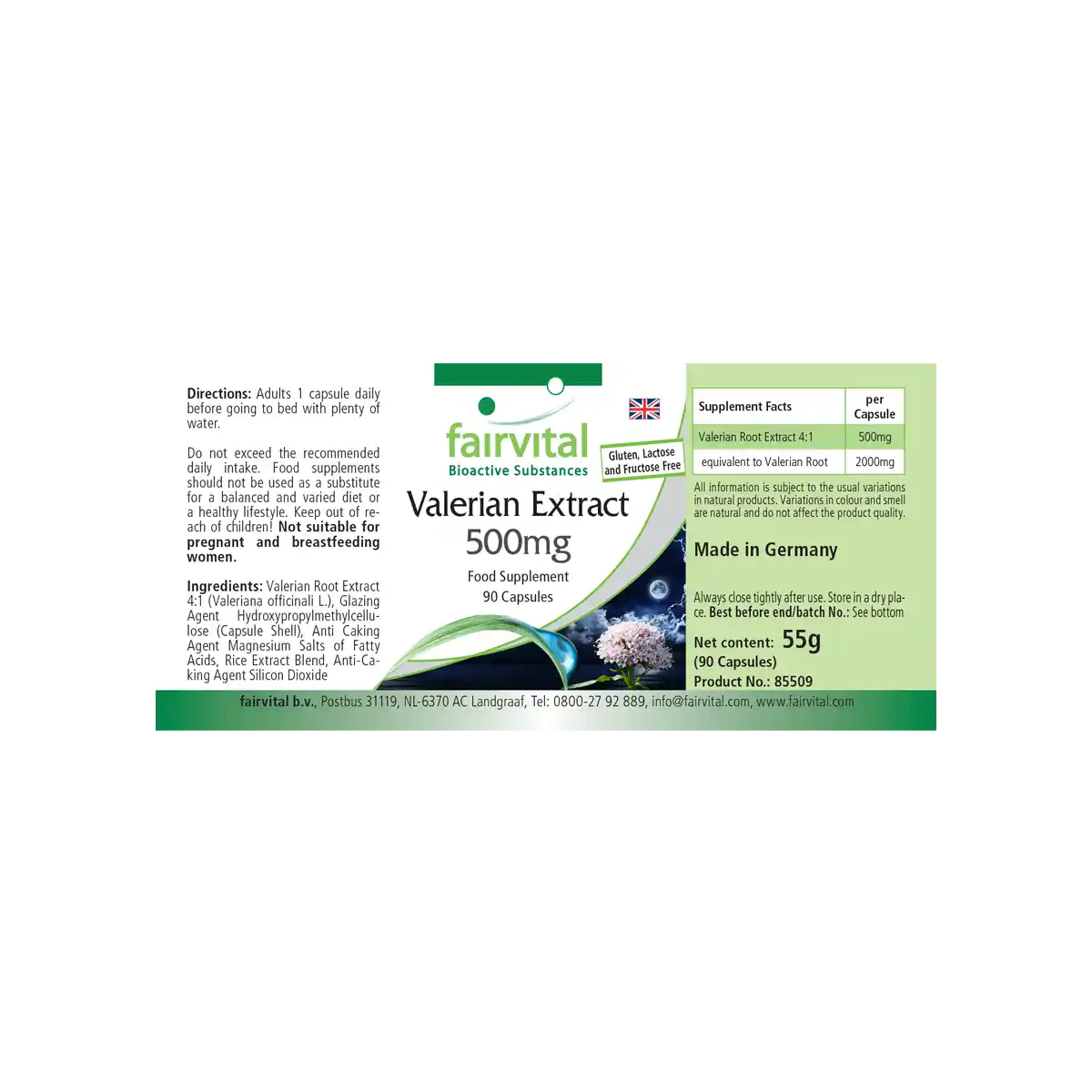 Valerian extract 500mg - 90 Capsules