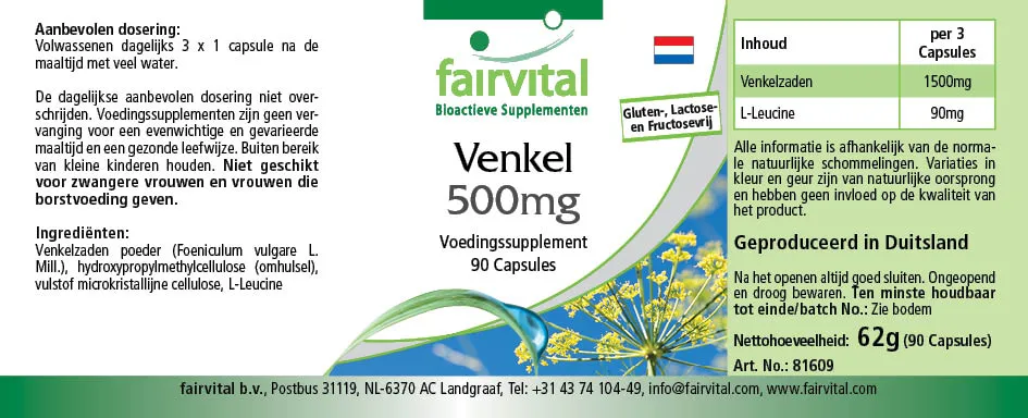 Fennel 500mg - 90 Capsules