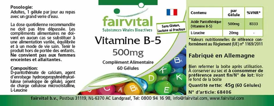 Vitamina B-5 500mg - 60 Cápsulas