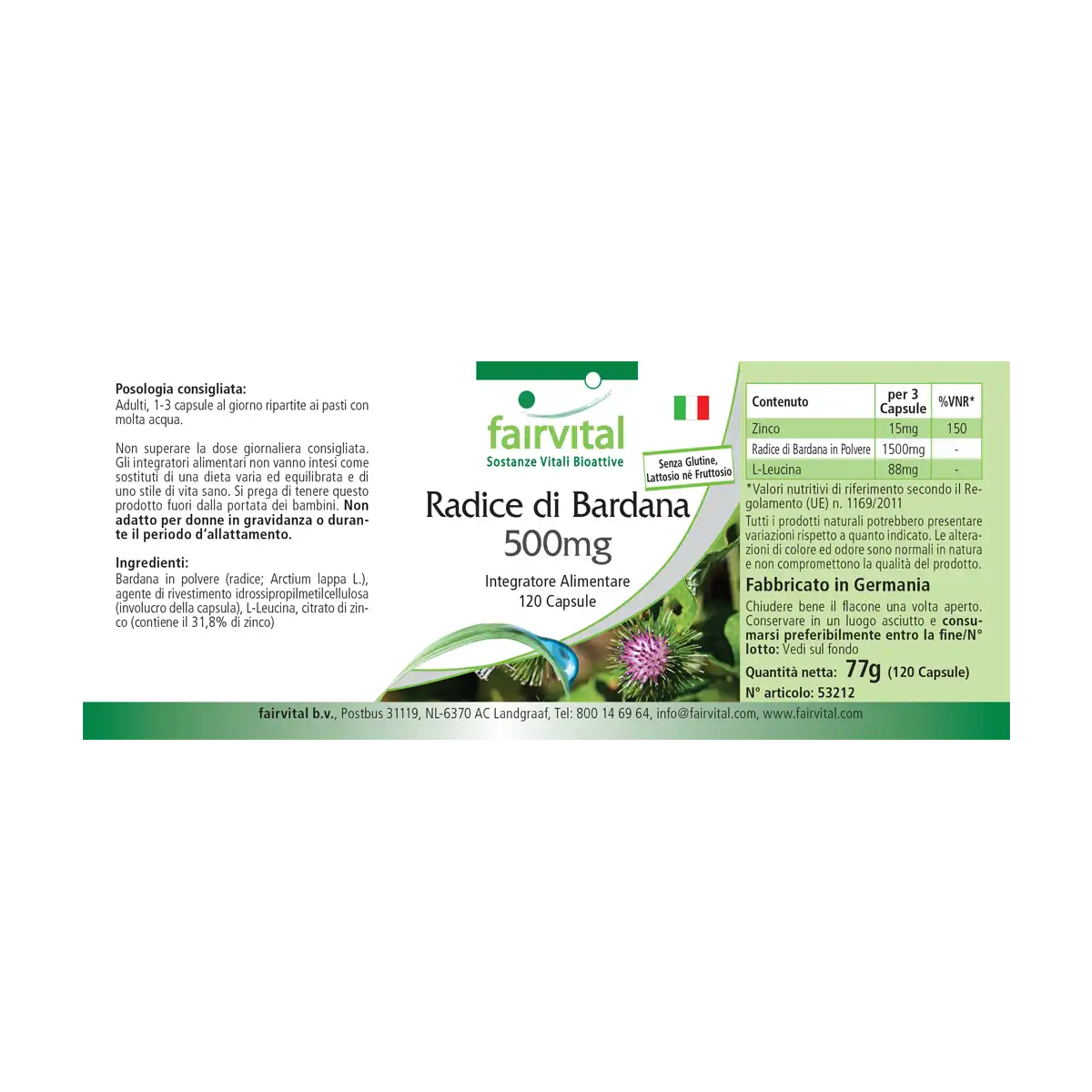 Radice di bardana 500mg - 120 capsule