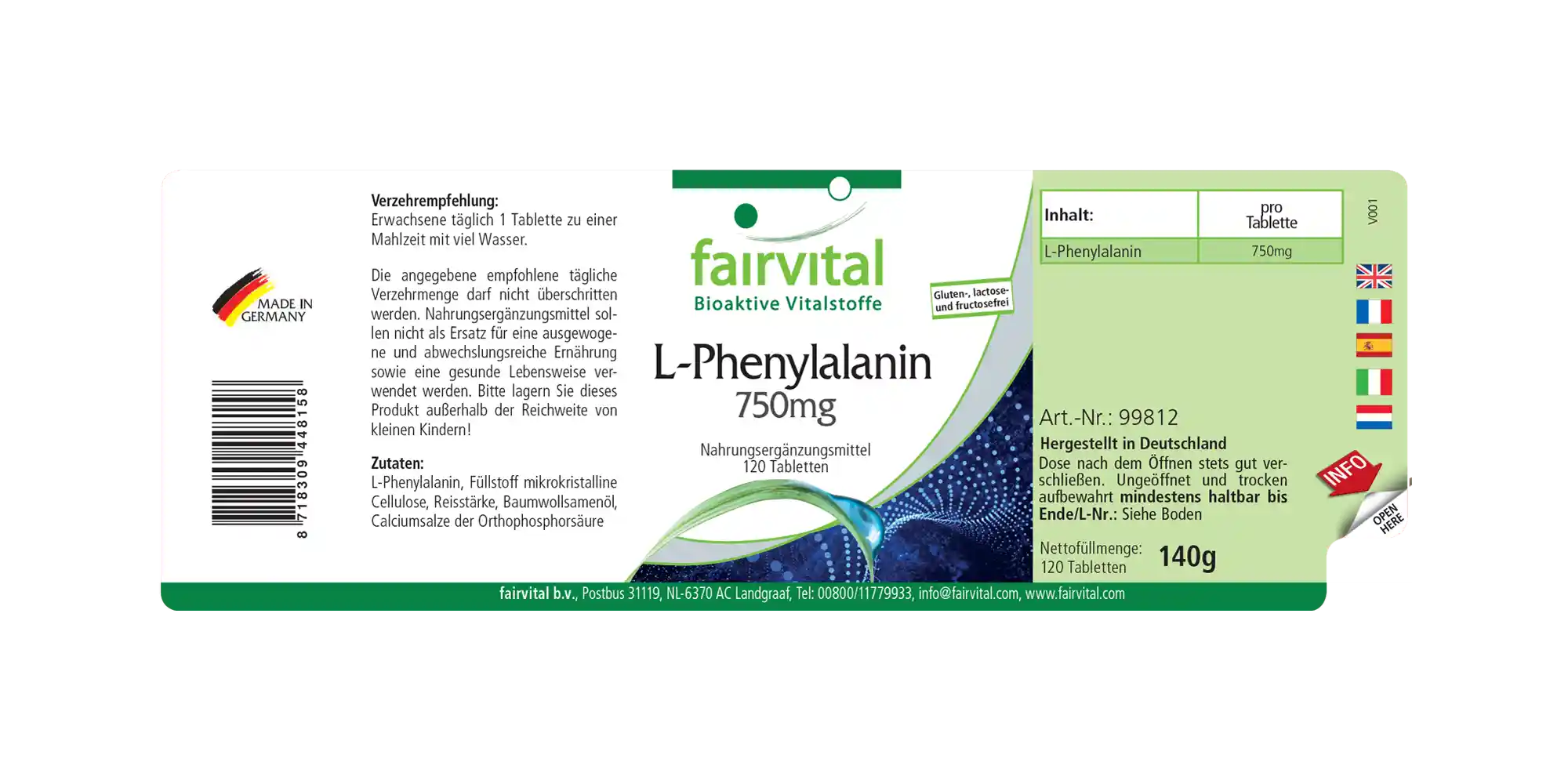 L-fenilalanina 750mg - 120 Compresse