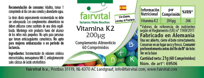 Vitamina K2 200µg - 60 comprimidos