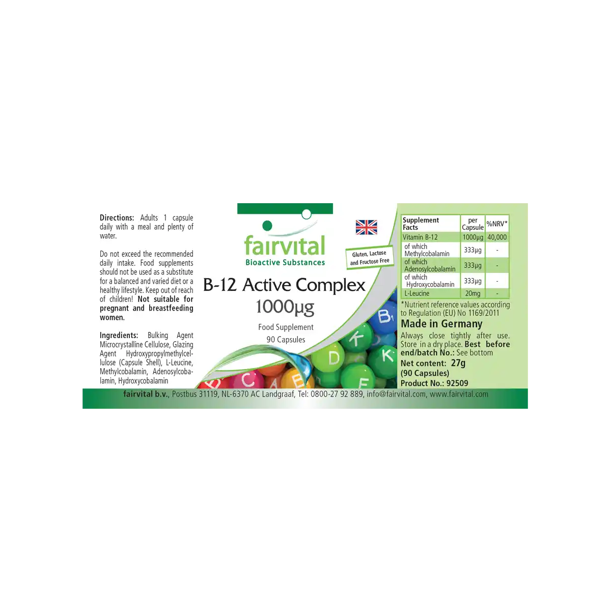 B12 Active Complex 1000µg – 90 capsules