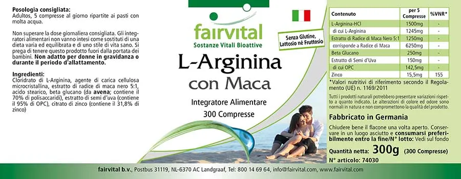 L-Arginine with Maca - 300 Tablets