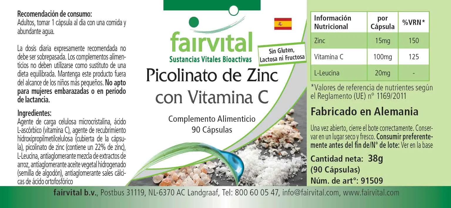 Picolinato de Zinc con Vitamina C - 90 cápsulas