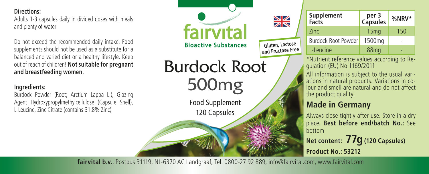 Burdock root 500mg - 120 Capsules- Sale - MHD 05/25