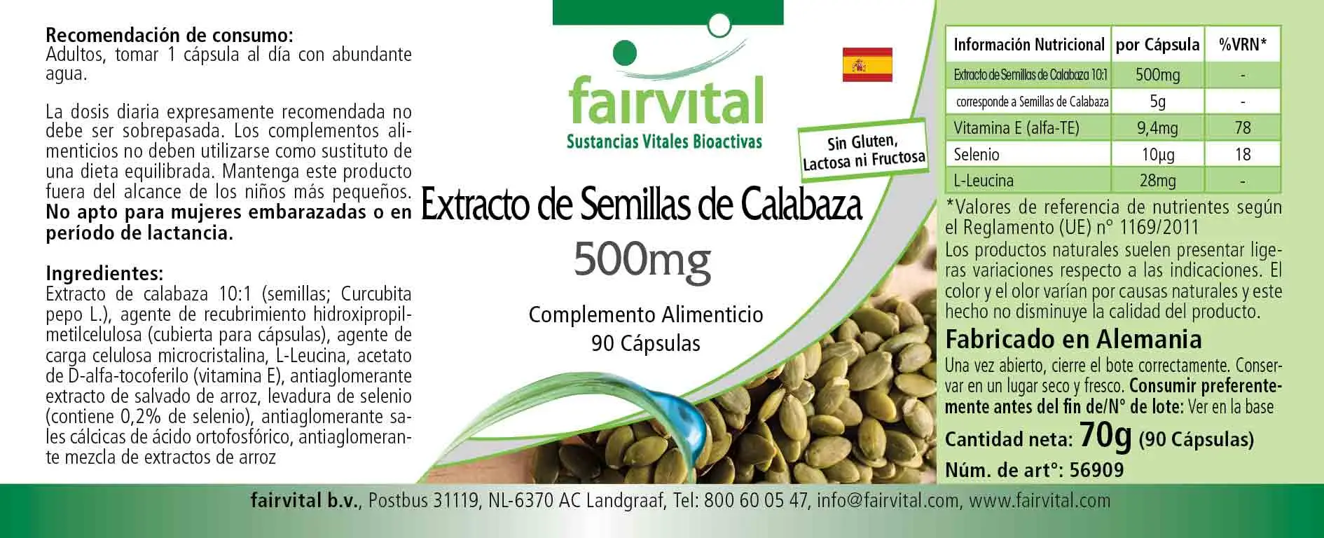 Extracto de semilla de calabaza 500mg