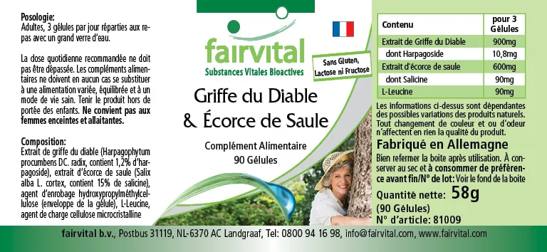 Griffe du diable et écorce de saule - 90 gélules