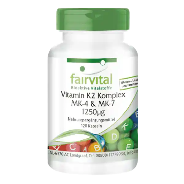 Complejo de Vitamina K2 MK-4 & MK-7 1250Î¼g - 120 Cápsulas