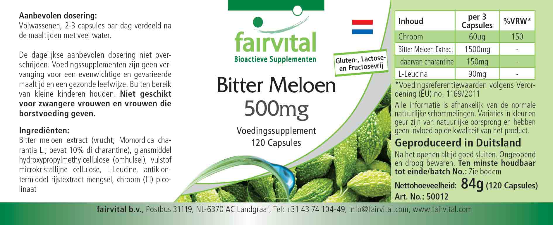 Bitter melon 500mg with chromium - 120 capsules - Sale - MHD 05/25