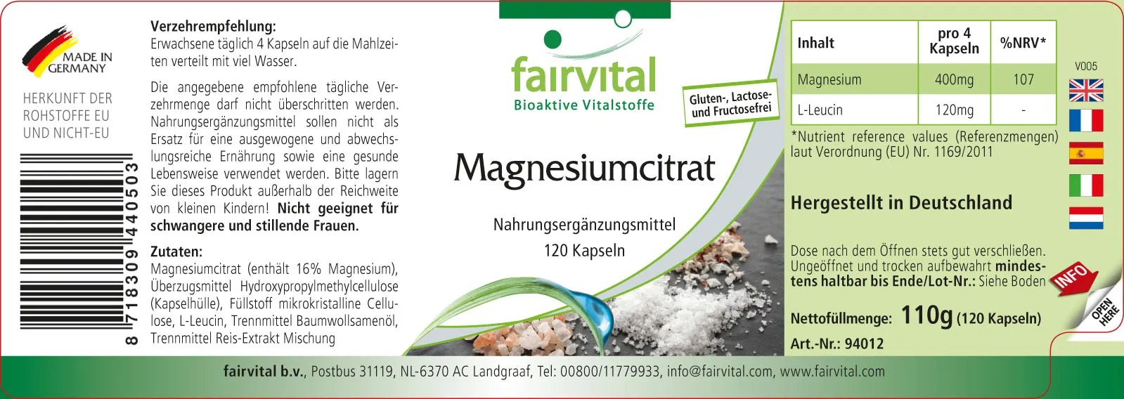 Magnesium Citrate - 120 Capsules