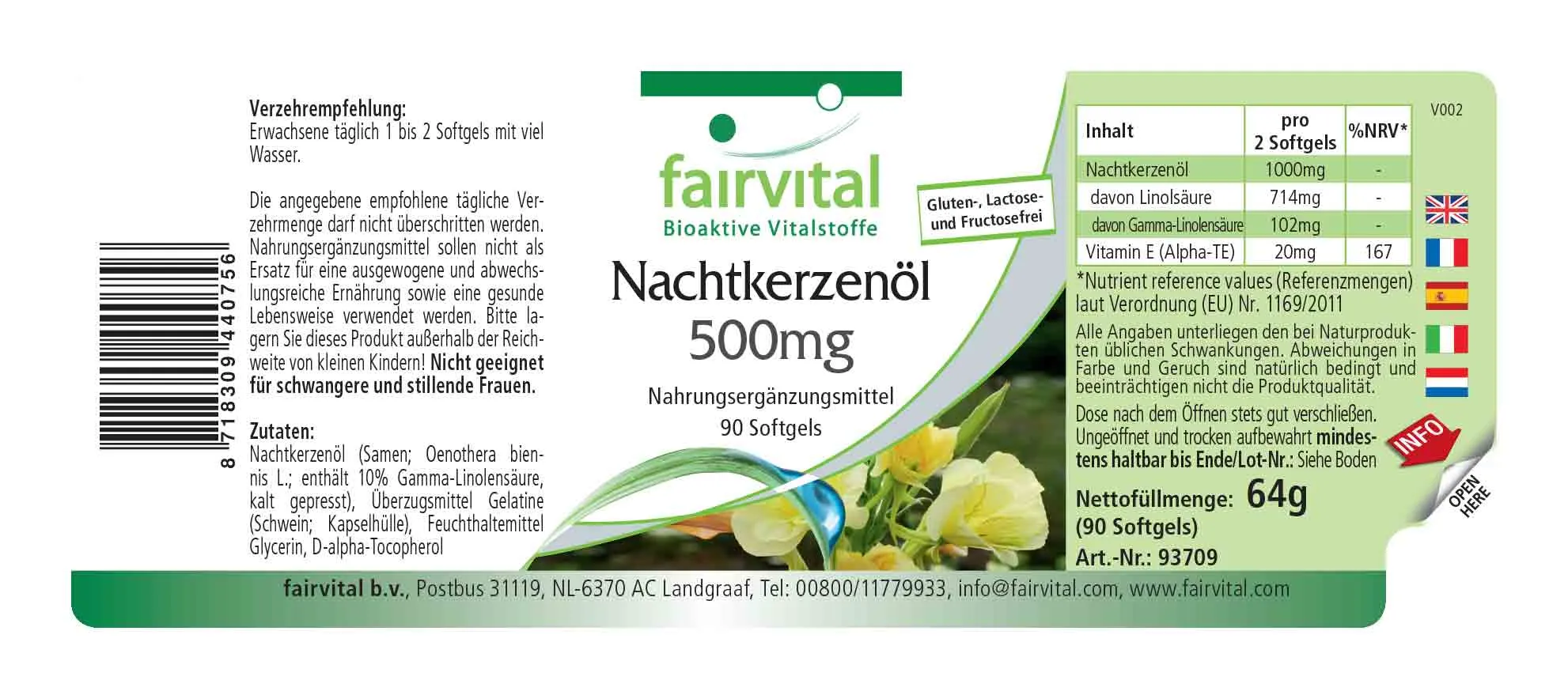 Nachtkerzenöl 500mg - Sale - MHD - 11/24