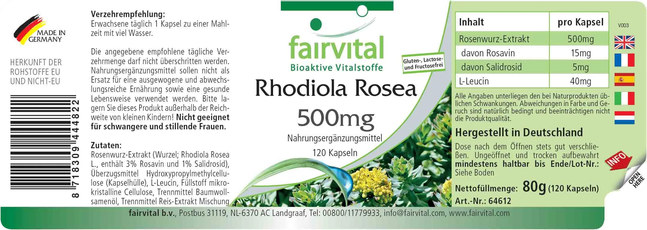 Rhodiola Rosea 500mg