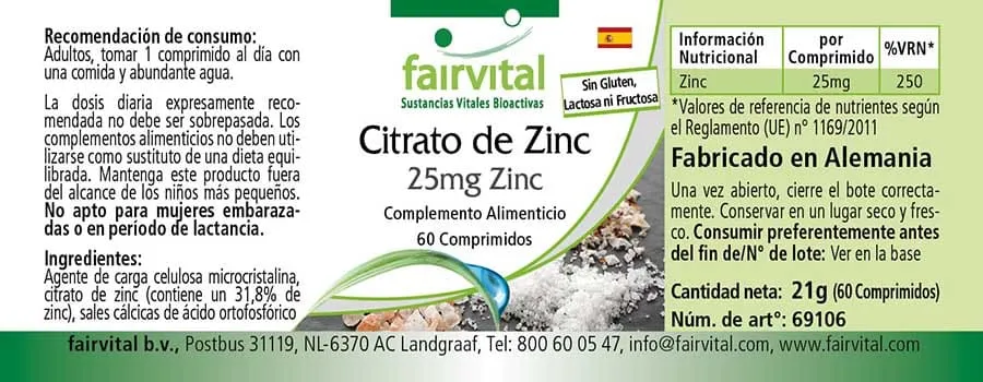 Citrato di zinco con 25 mg di zinco  - 60 compresse