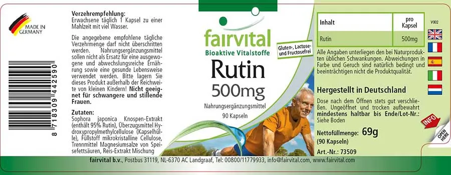 Rutina 500mg - Vitamina P - 90 Cápsulas