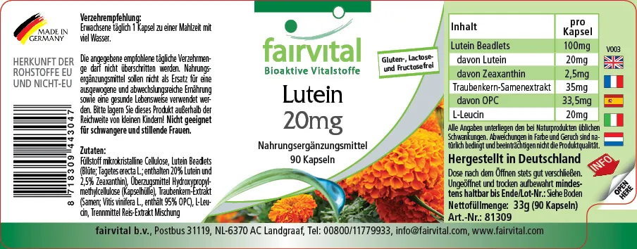 Luteína 20mg microencapsulada - 90 Cápsulas