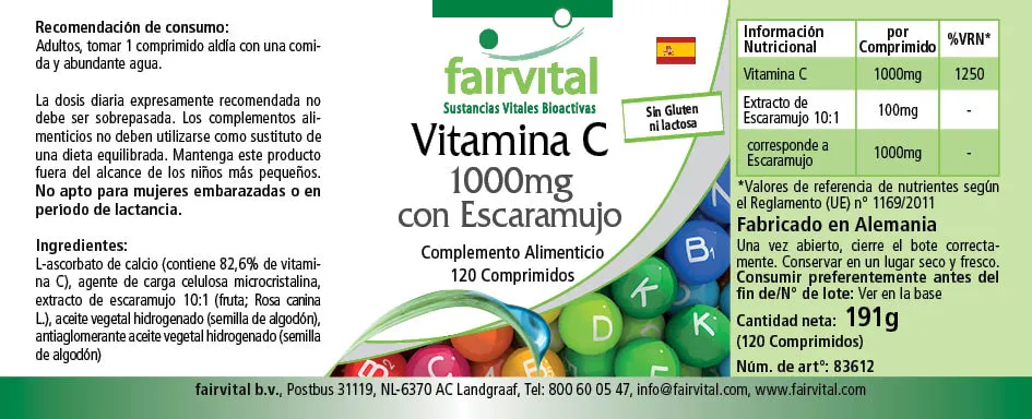 Vitamine C 1000mg avec cynorrhodon - 120 comprimés