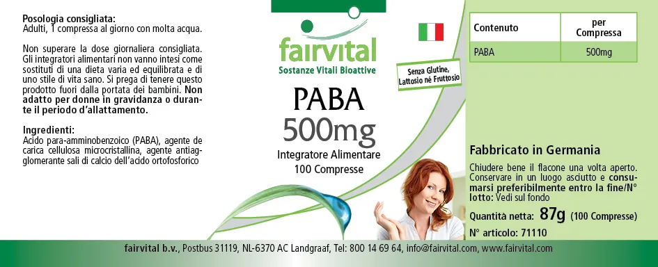 PABA - Vitamine B-10 - 100 comprimés