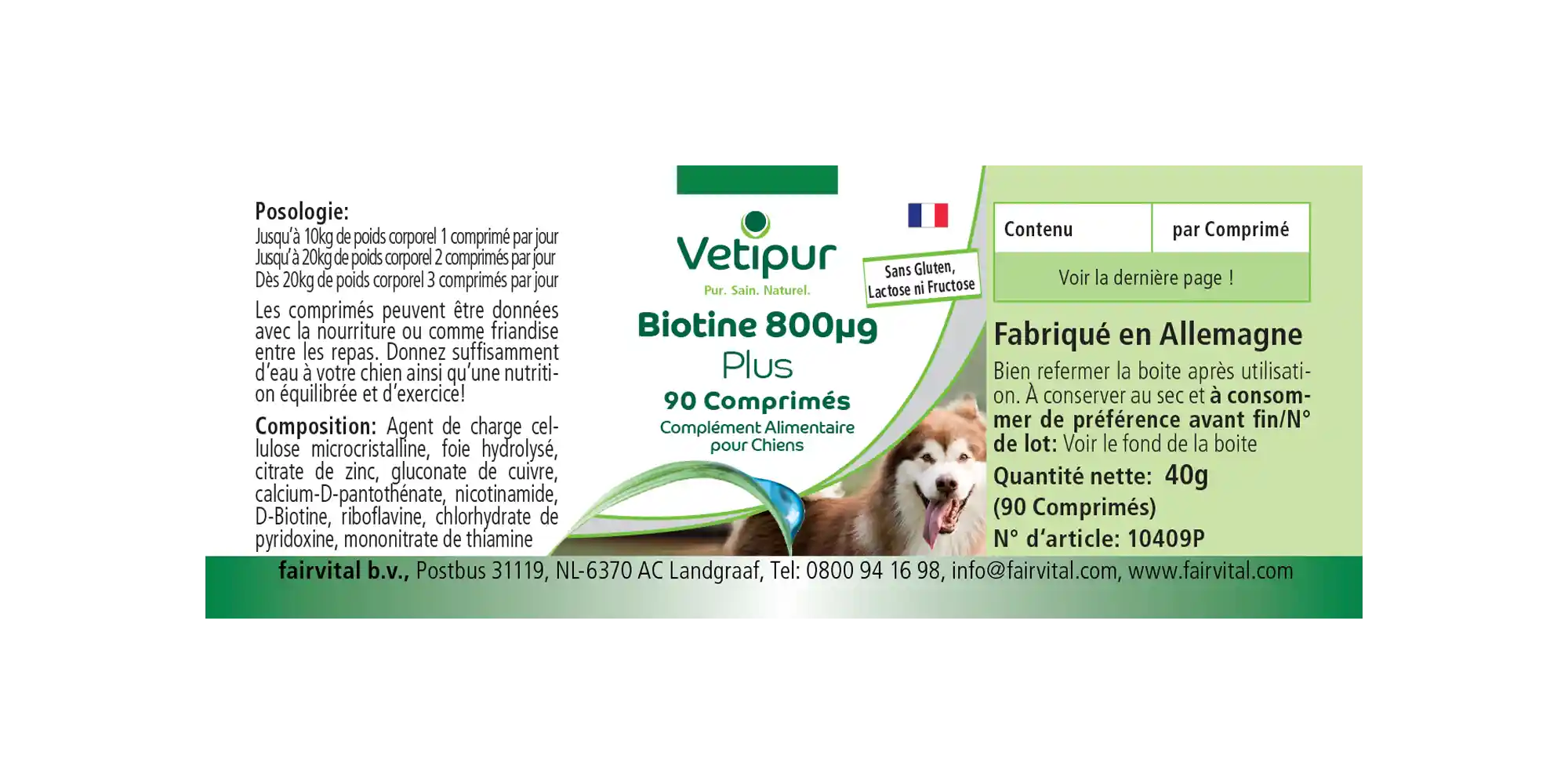 Biotine 800µg - 90 comprimés pour chiens | Vetipur