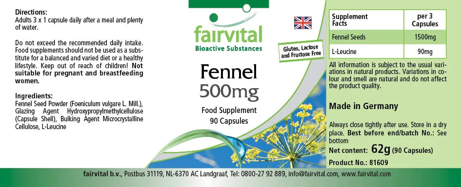 Fennel 500mg - 90 Capsules