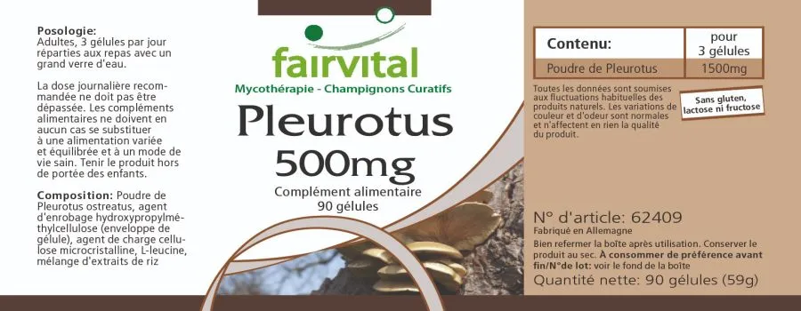 Pleurotus 500mg - 90 Cápsulas