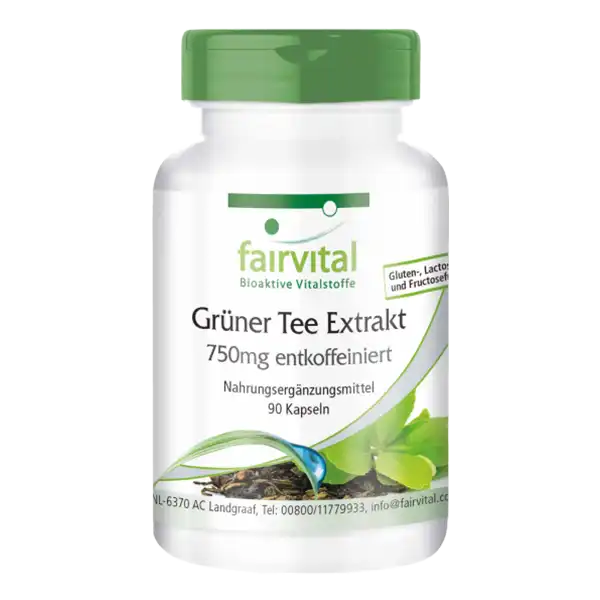 Extrait de thé vert 750mg décaféiné - 90 gélules