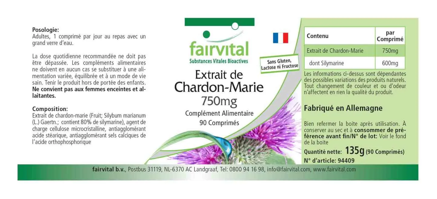 Extrait de Chardon-Marie 750mg - 90 comprimés