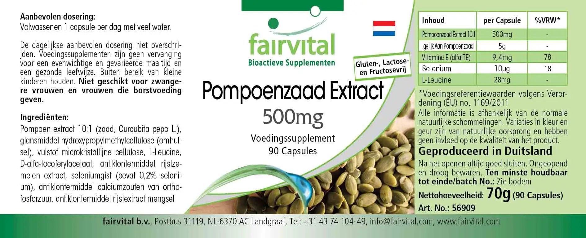 Extrait de pépins de courge 500mg