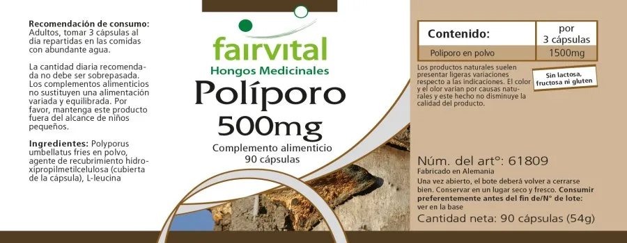 Polyporus - el hongo puro 500mg - 90 cápsulas