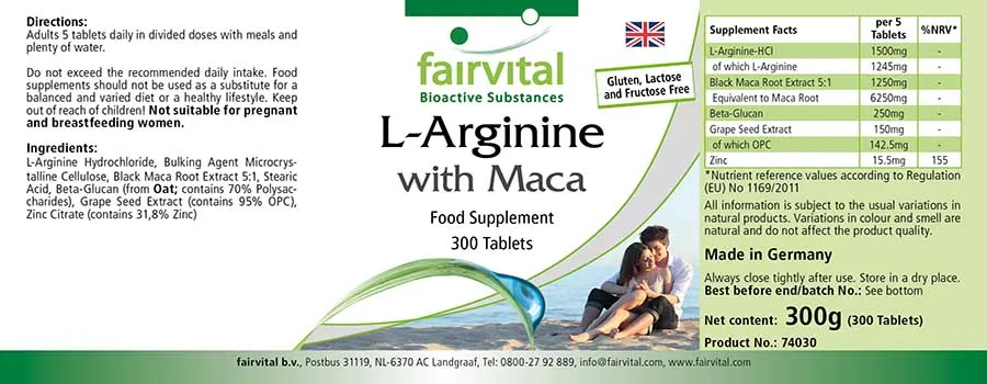 L-Arginine with Maca - 300 Tablets