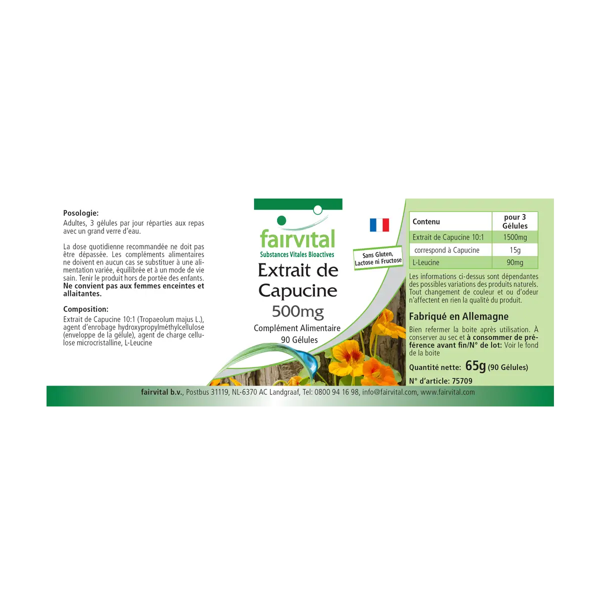 Extrait de capucine 500mg – 90 gélules