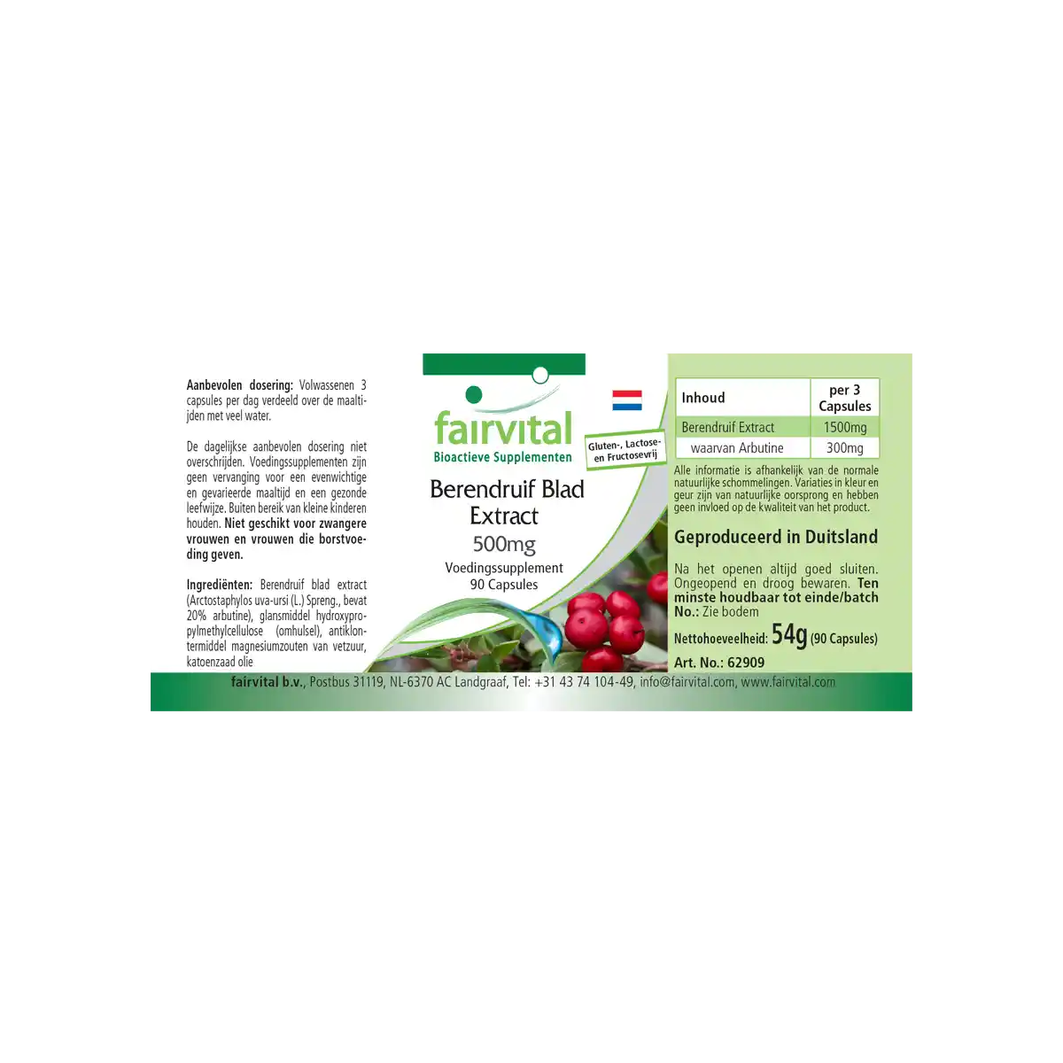 Uva Ursi Bearberry leaf extract 500mg - 90 capsules