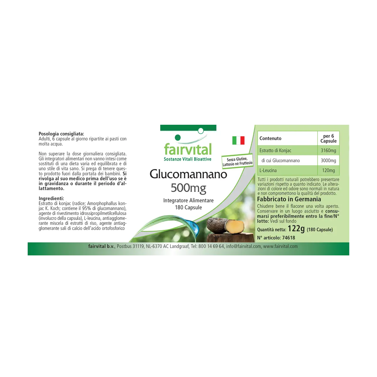 Glucomannan 500mg - 180 Capsules