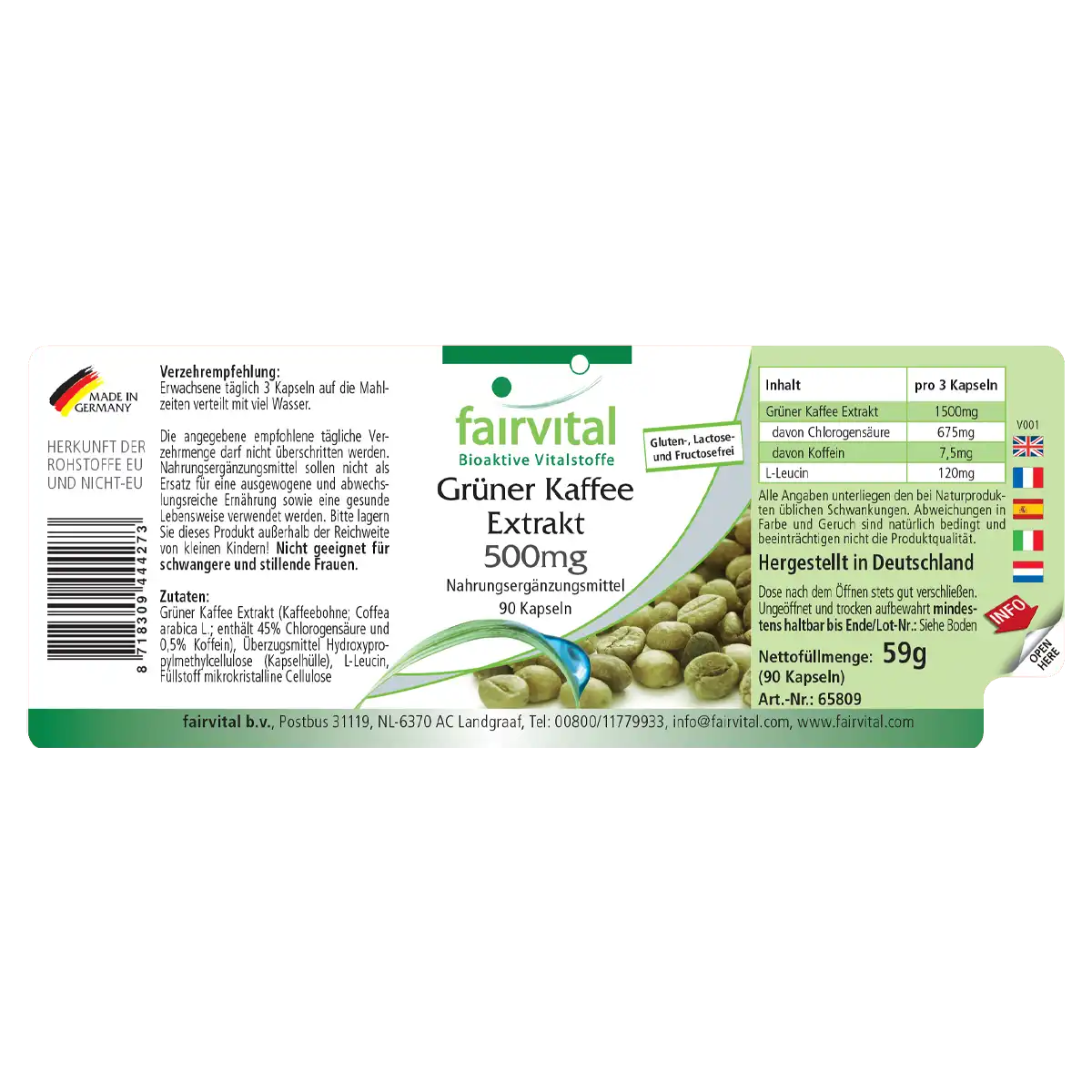 Estratto di caffè verde 500mg - 90 capsule