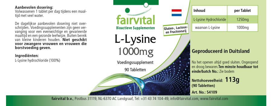 L-Lysine 1000mg - 90 Tablets