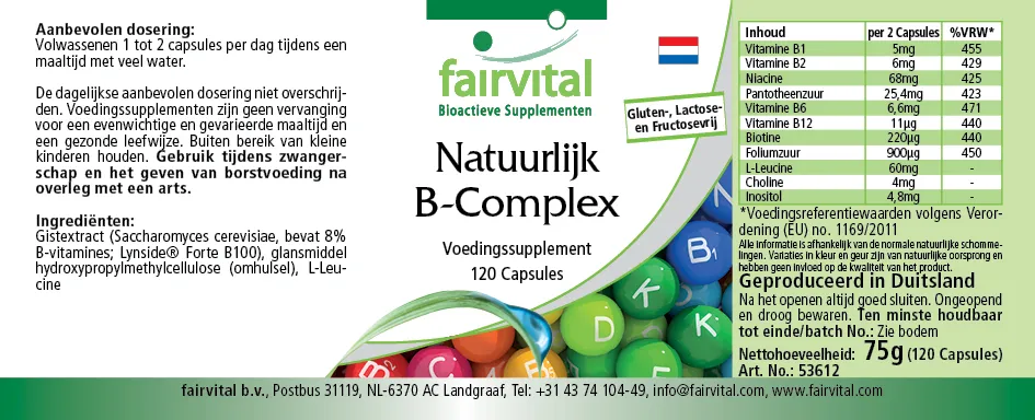 Complejo de vitamina B natural - 120 cápsulas