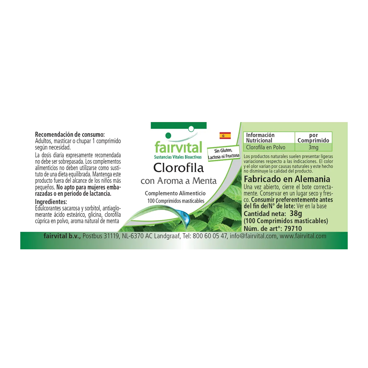 Compresse masticabili di clorofilla con aroma di menta – 100 compresse masticabili