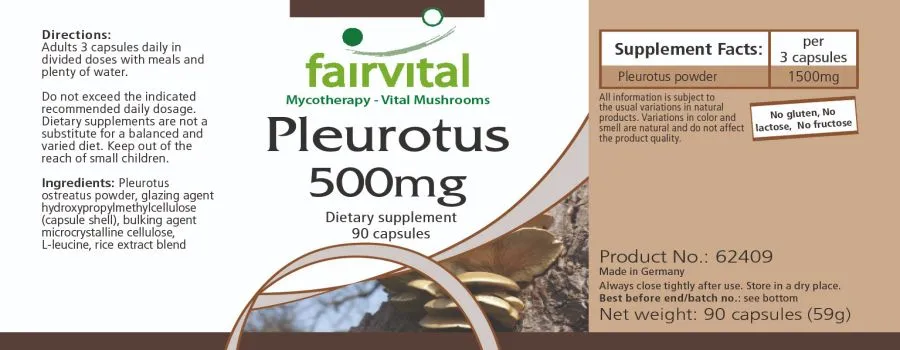 Pleurotus 500mg - 90 Cápsulas